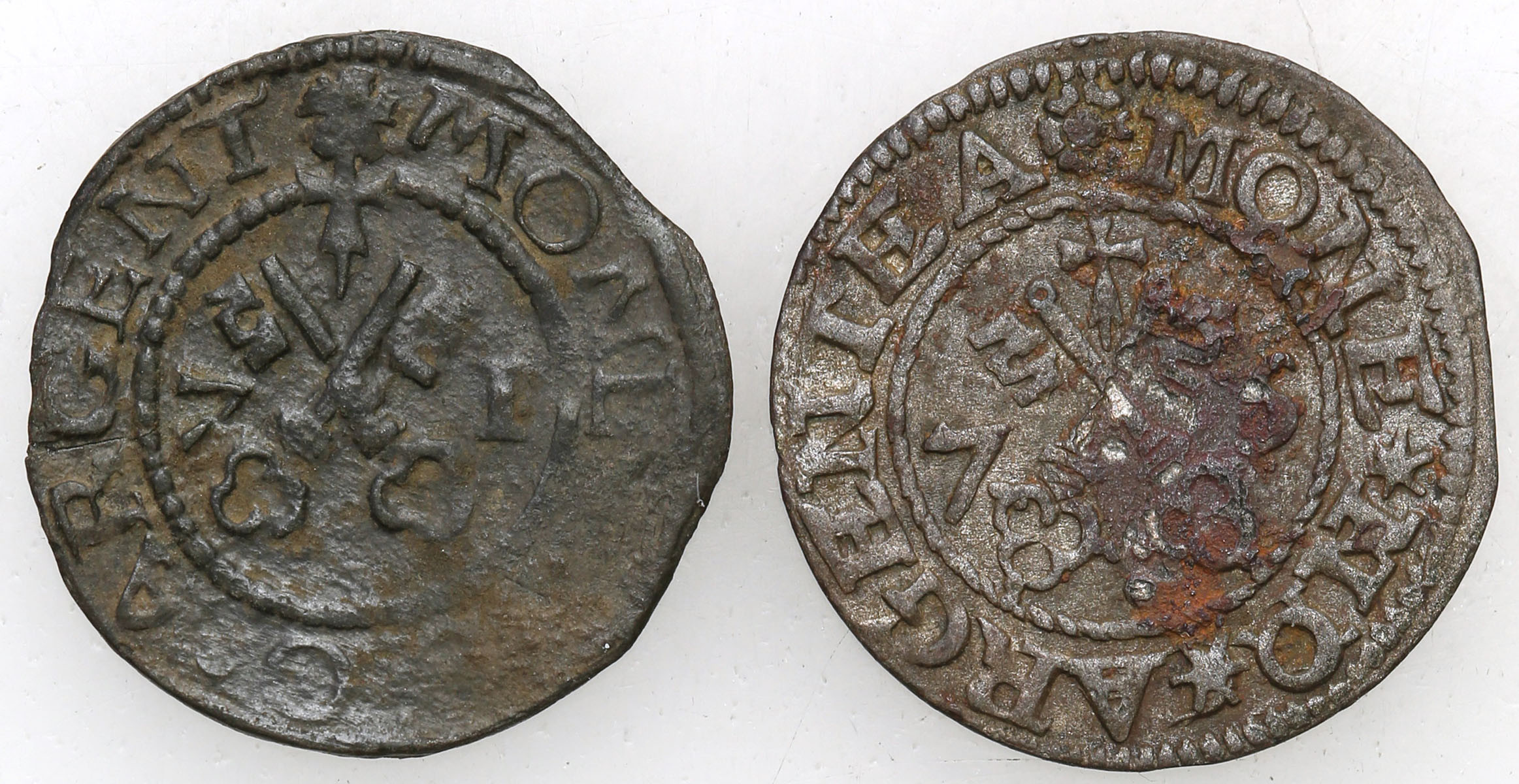 Ryga - miasto. Szeląg 1571, 1575, Ryga, zestaw 2 monet.
